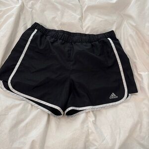 Adidas Black and White Athletic Shorts Lightweight Elastic Waist